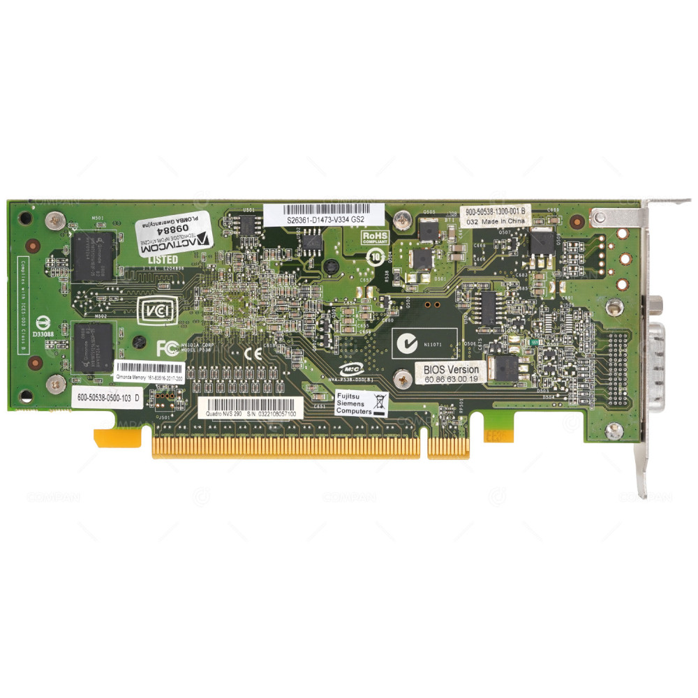 S26361-D1473-V334  FUJITSU NVIDIA QUADRO NVS 290 256MB DMS-59 PCIE X16 GRAPHICS CARD